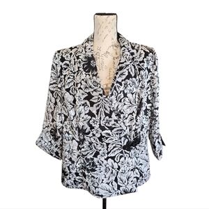 Alex Evenings Black and Silver Floral jacket top XL